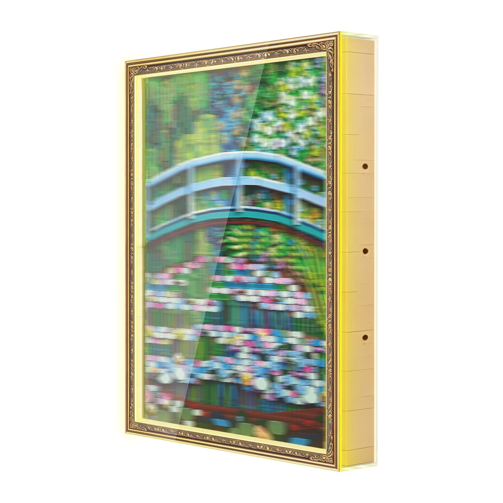 cooldac Lego Acrylic Display Case - Compatible with 31220 Claude Monet Bridge Over a Pond of Water Lilies, LED Lighting, Transparent Dustproof