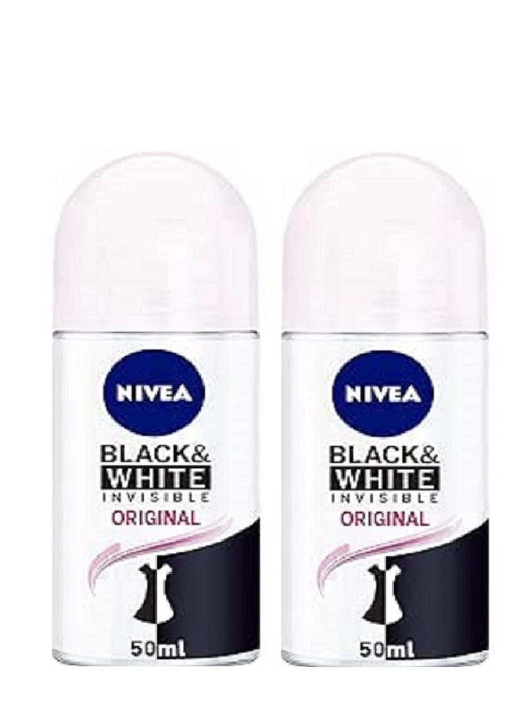 NIVEA Black And White Invisible Clean - Roll On 2 x 50ml