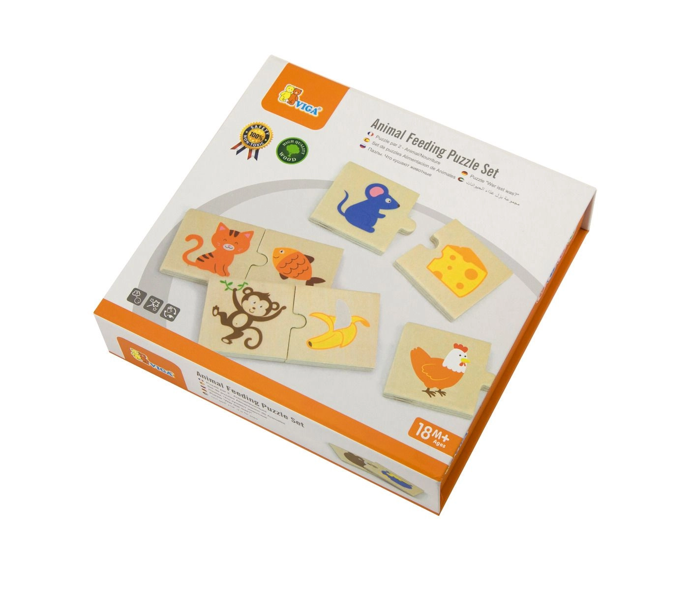 VIGA Animal Feeding Puzzle Set - 3 years+