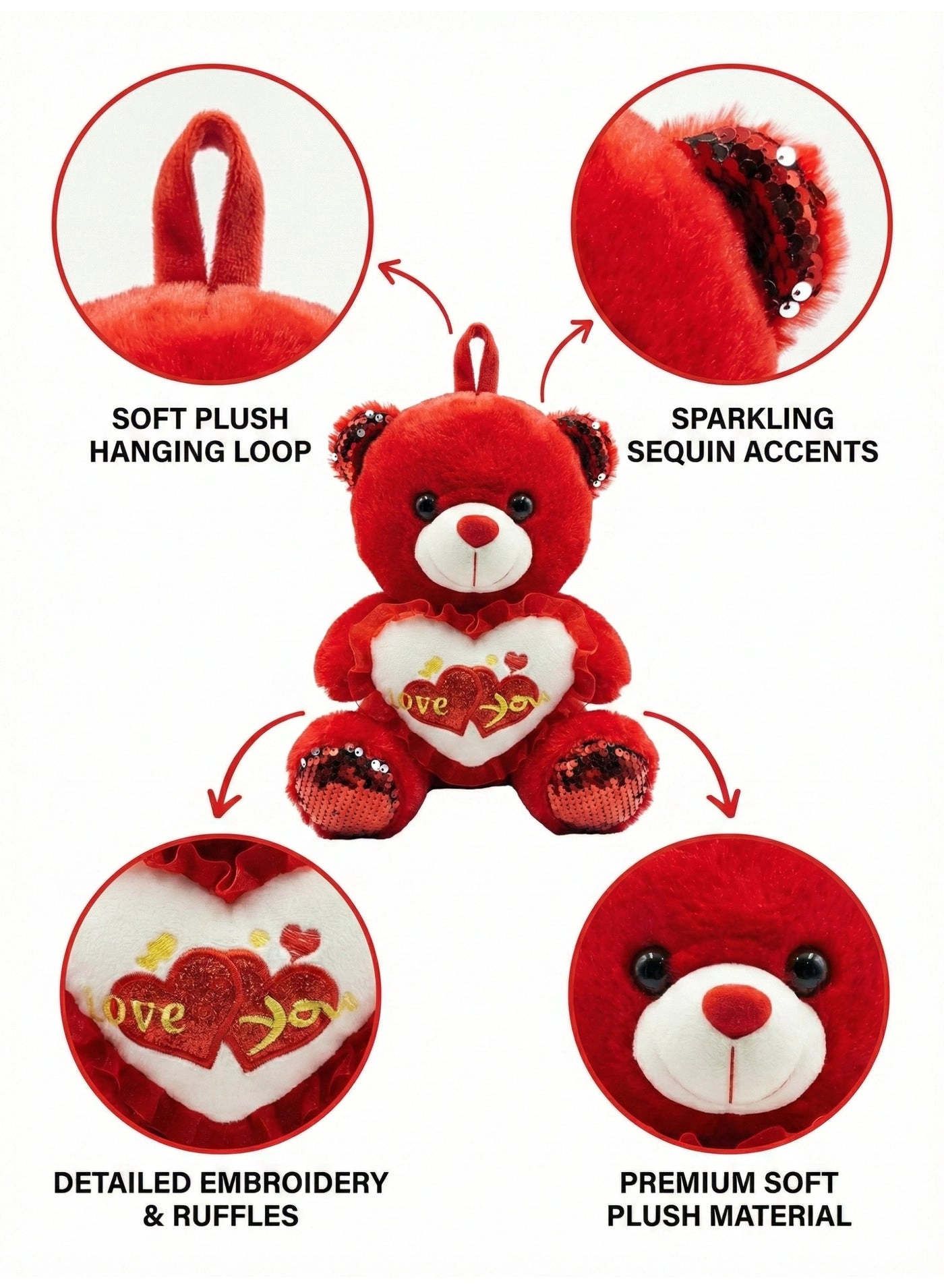Teddy Bear Love You Heart - 22 cm