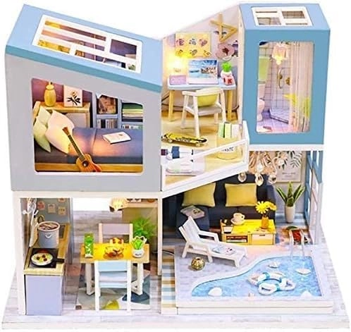 UDYGQM DIY Doll House Kit - 3D LED Lights