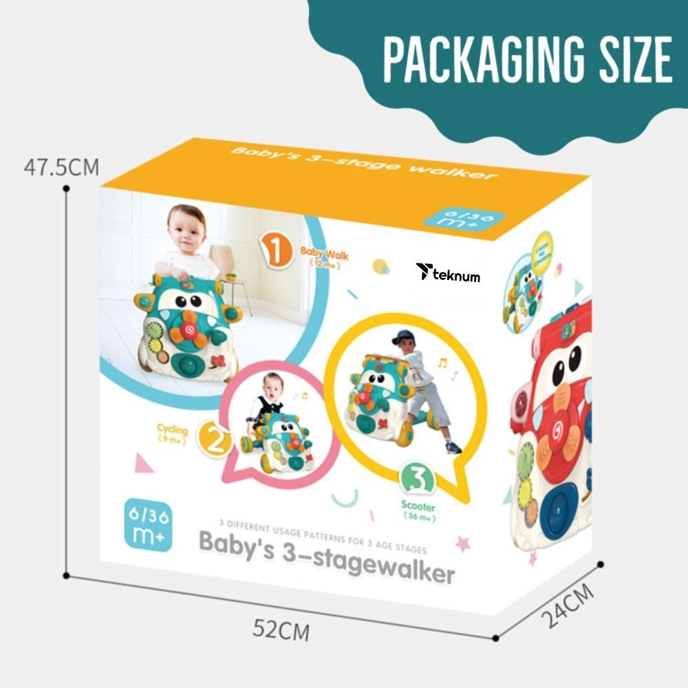 3-in-1 Baby Walker - Musical Keyboard Learning Table Mode