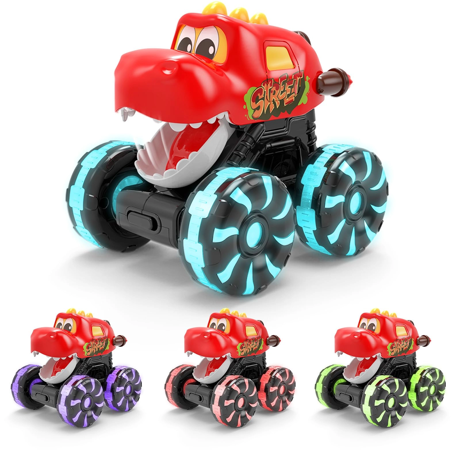 intoypad Chomping Dino Monster Truck - Red Press and Go LED Wheels