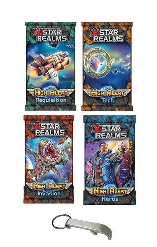 Star Realms: High Alert - Requisition - French Version + Star Realms: High Alert - Hero + Star Realms: High Alert - Tech + Star Realms: High Alert - Invasion + Bottle Opener