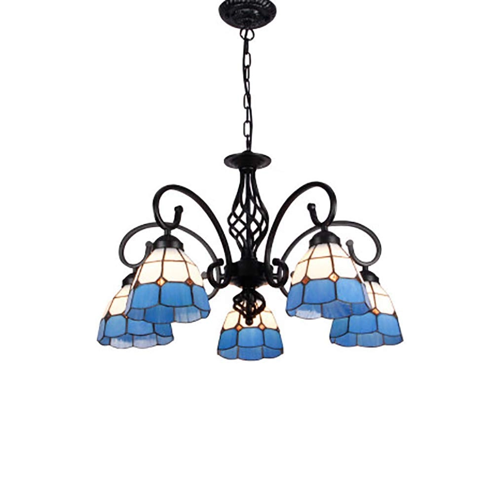 Tiffany Round Chandelier - E27 Colored Peach 30*19cm