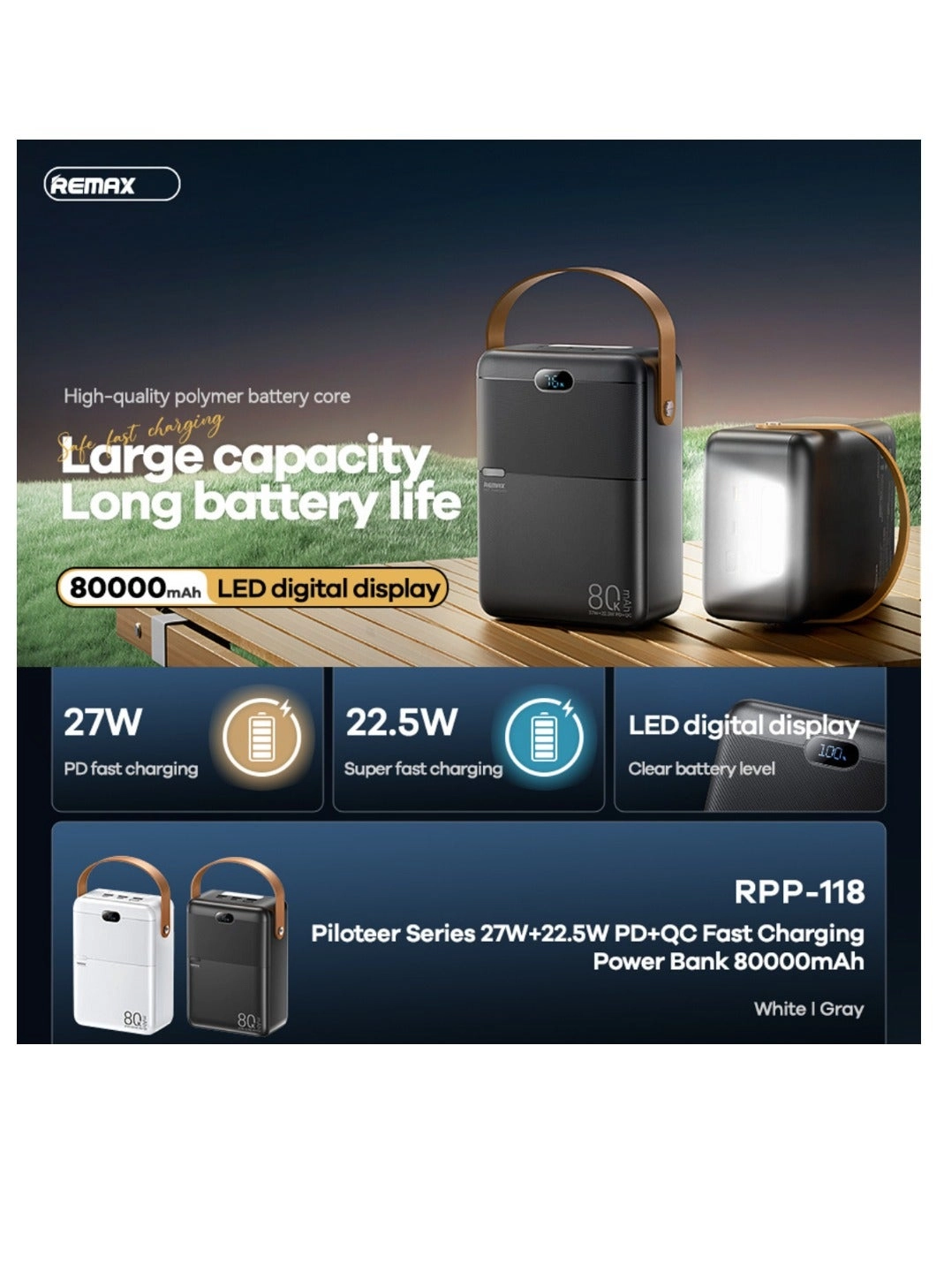 Piloteer - 80000mAh 27W PD 22.5W