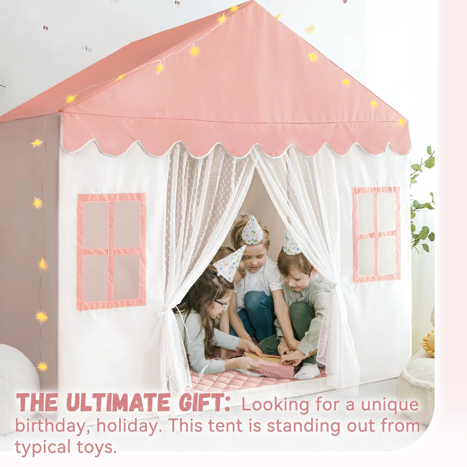 Kids Play Tent - 35.5 inches (W) x 57 inches (L) x 53 inches (H) Pink