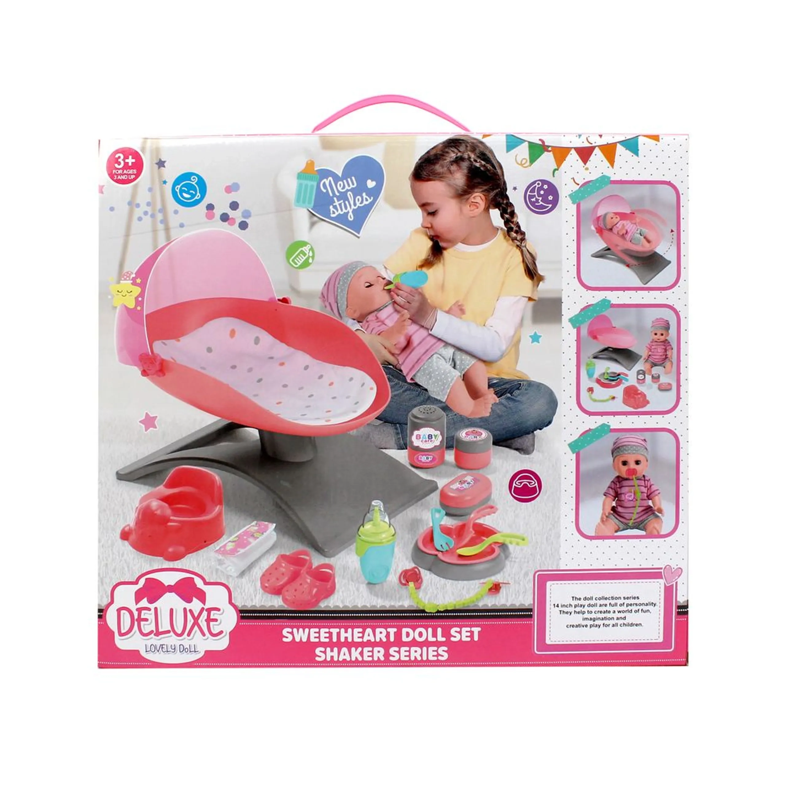 Sweet Shaker Doll Set - 14" Vinyl Head Ages 3+