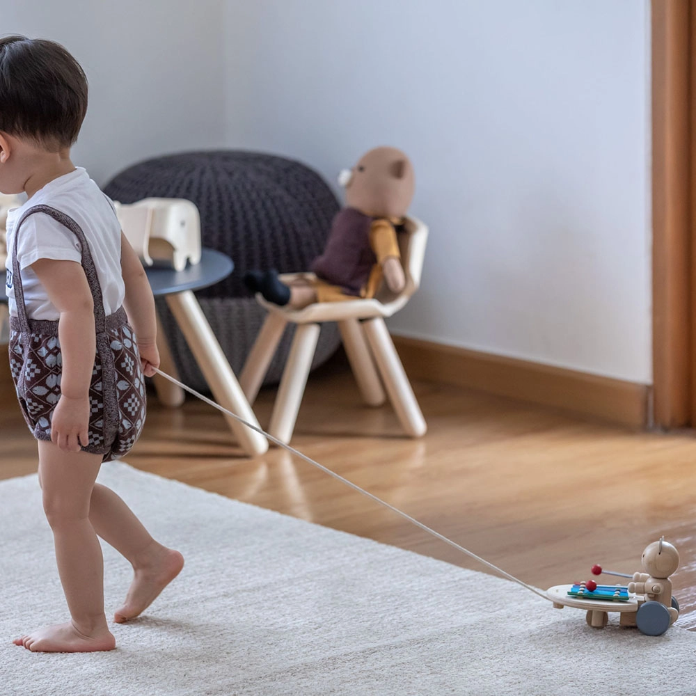 Pull-Along Musical Bear - Wooden Suitable for 12 months & above