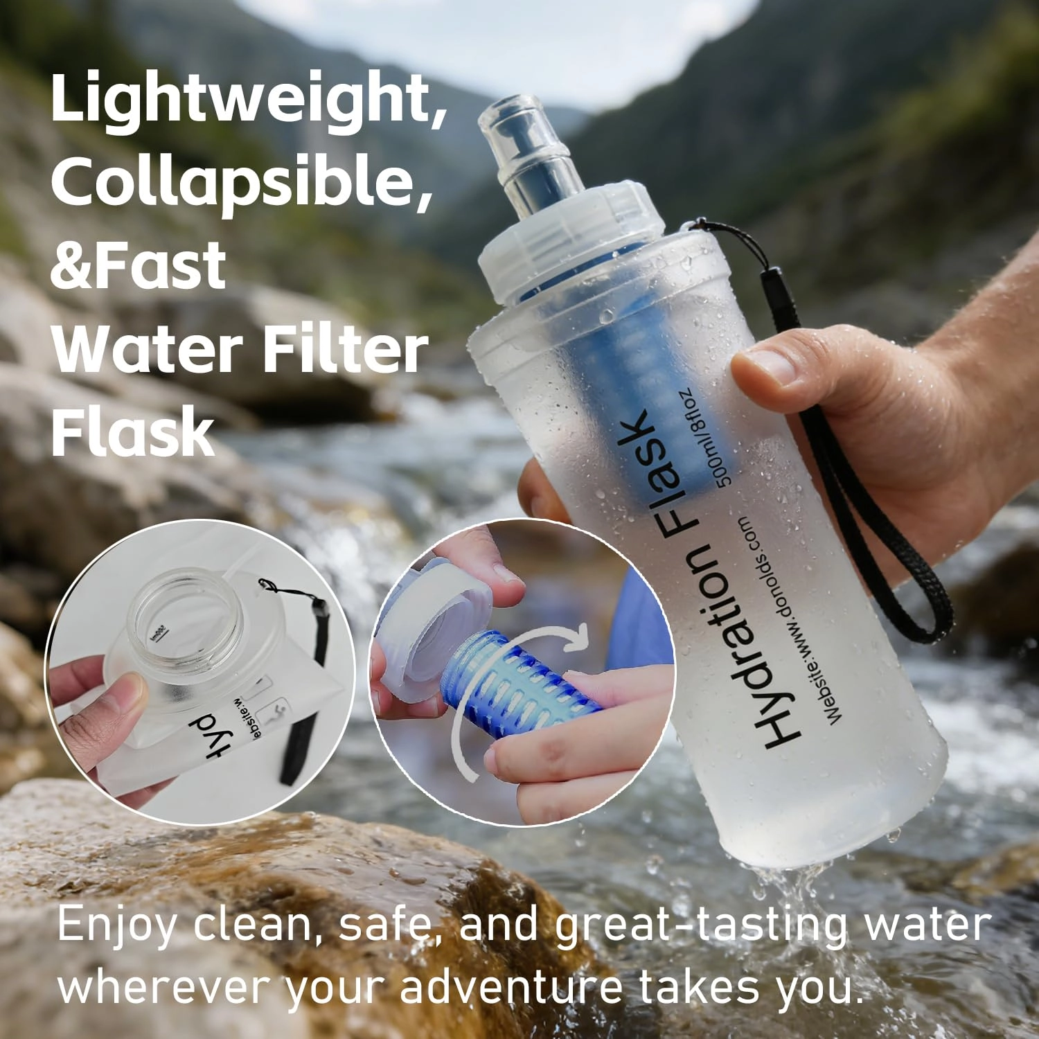 Collapsible Water Bottle Filter 500 ml