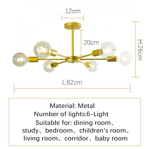 Industrial Chandelier - 6 E27 Gold 82 cm