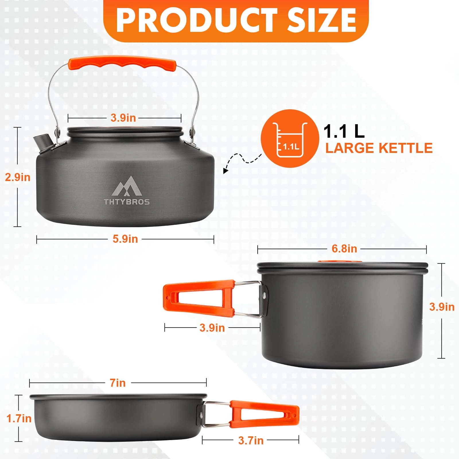 Camping Cookware Kit - 17pcs 1.70L 1.15L