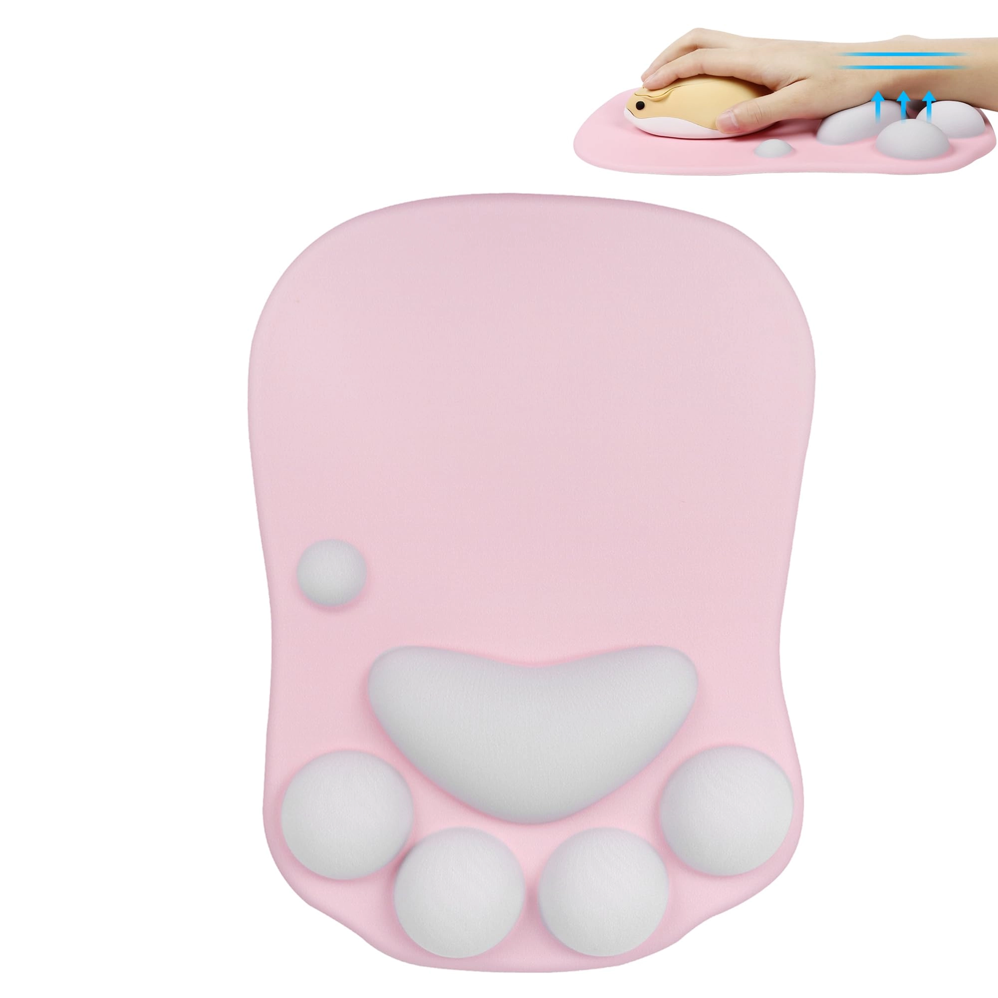DOWOKEJI Cat Paw Mouse Pad - Wrist Support Gel Non Slip Rubber Base