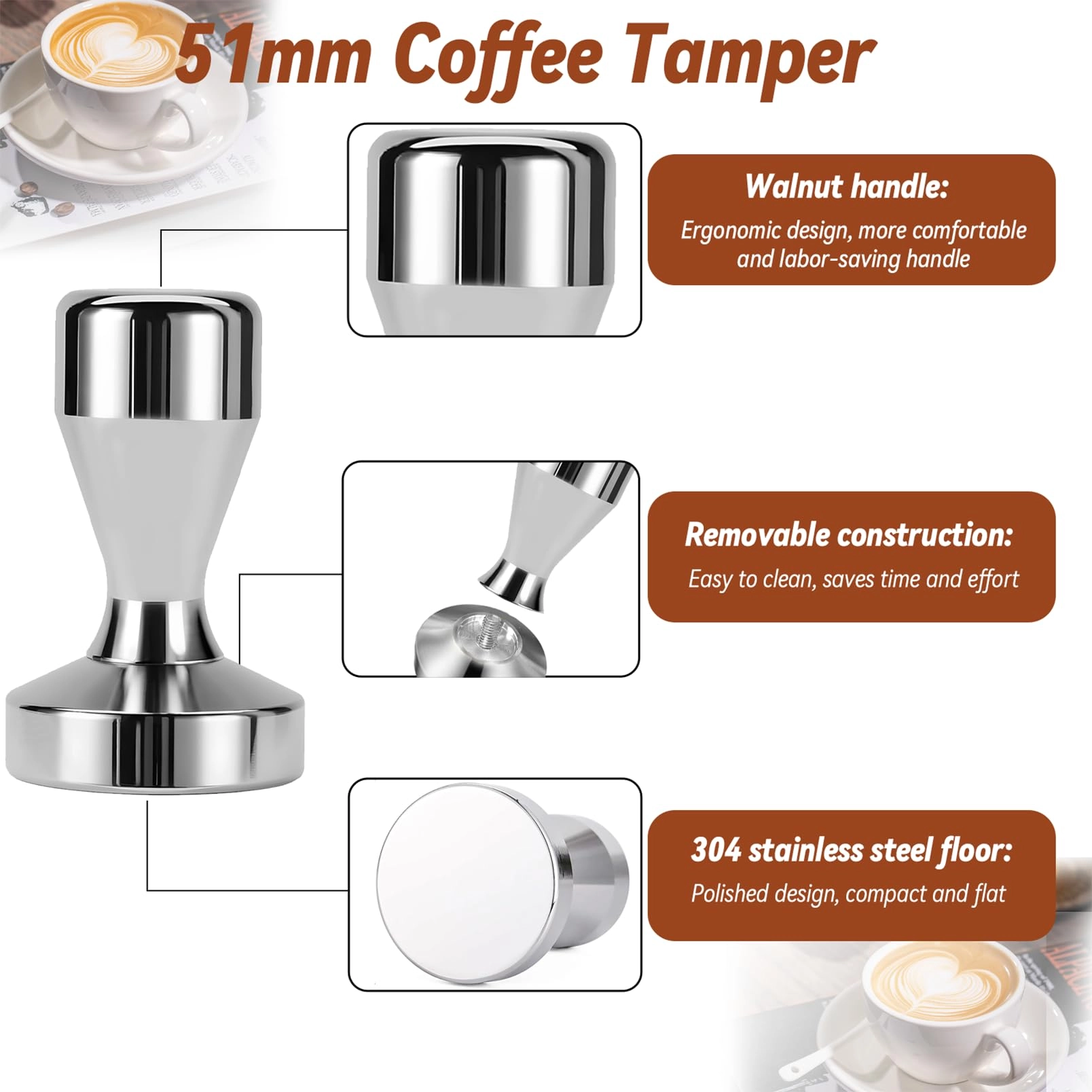 Espresso Tamper + WDT Tool + Espresso Dosing Funnel + Silicone Gel Tamper Mat + Espresso Accessories