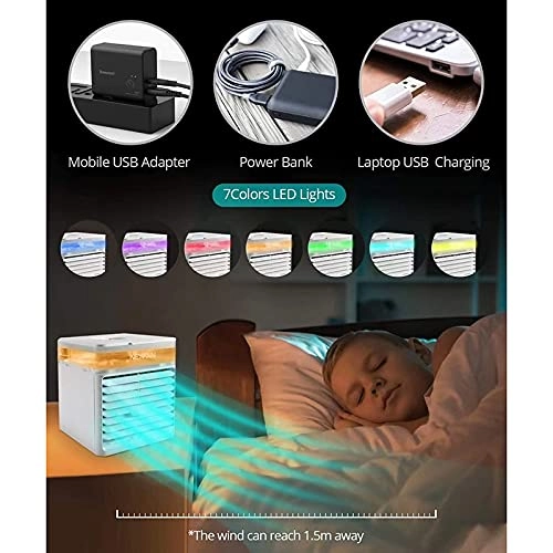 Mini Air Conditioner - 4-in-1 7 Led Lights 3 Speed