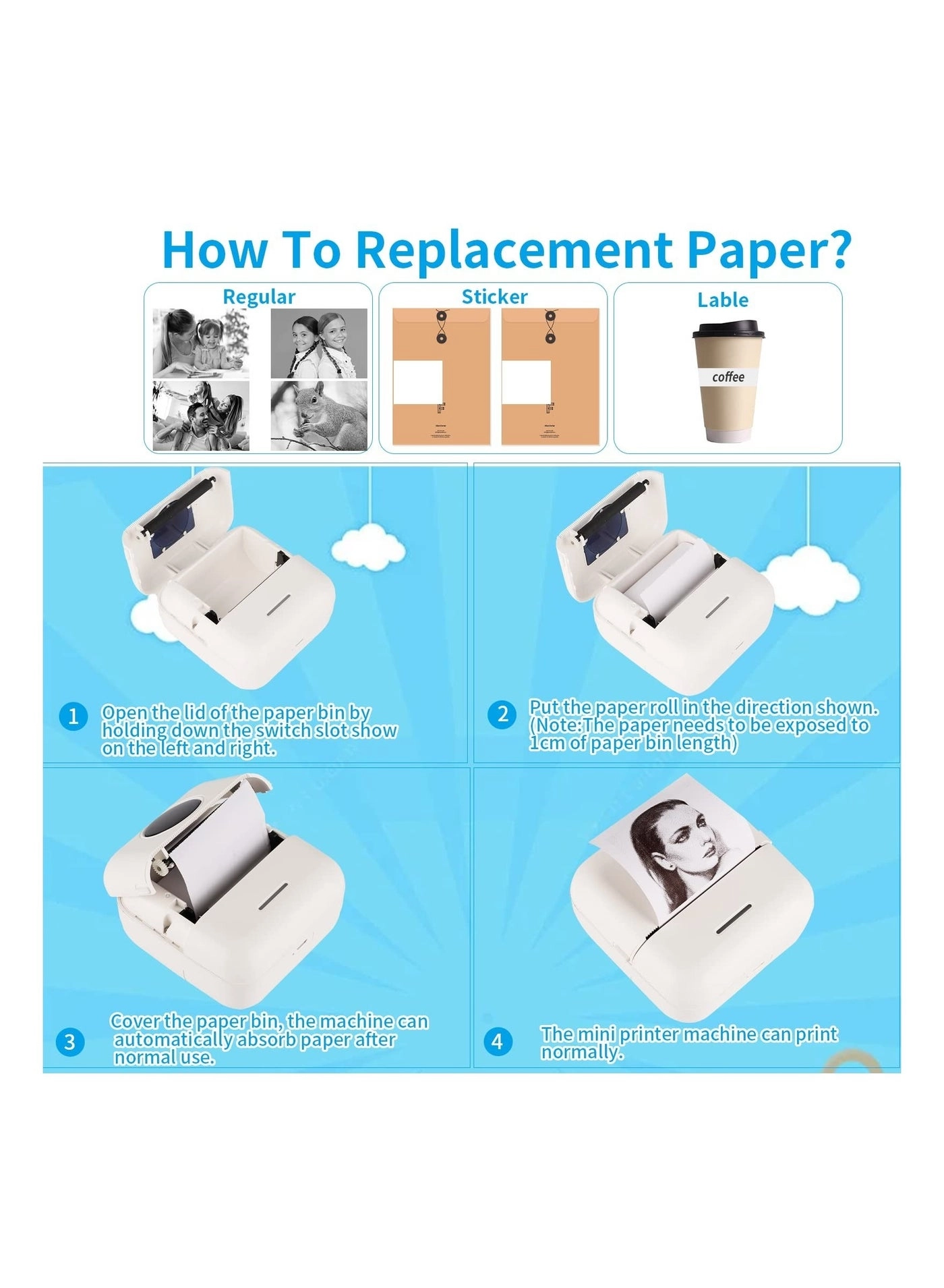 Mini Sticker Printer - Portable Bluetooth Inkless