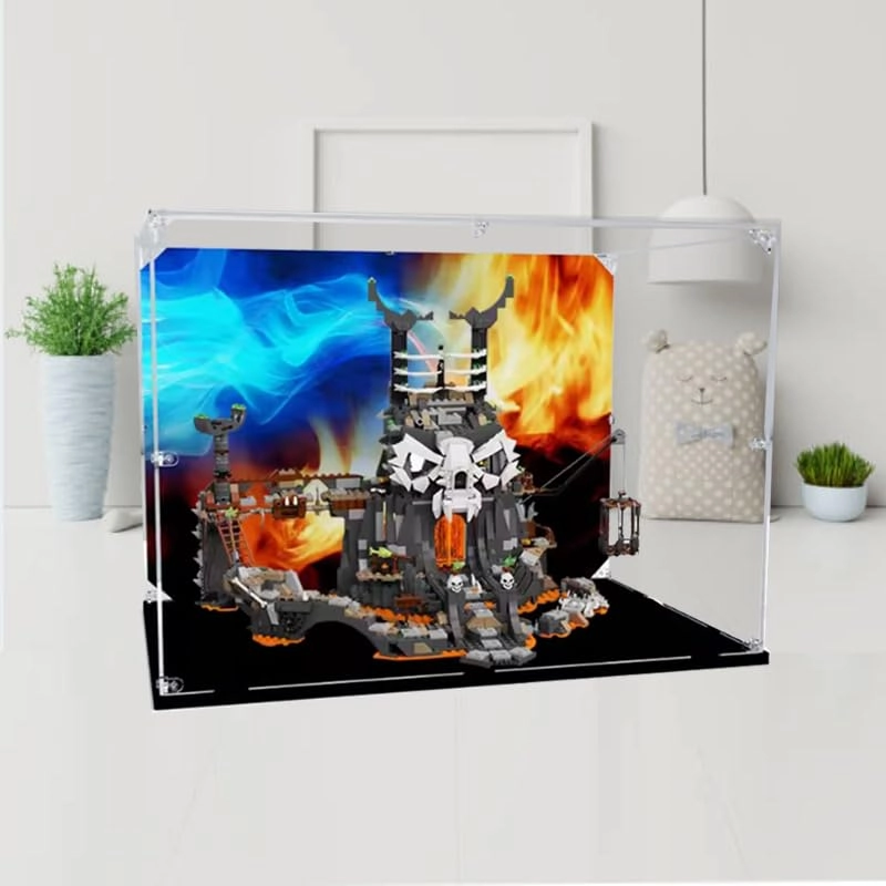 Clear Acrylic Display Case - 17.71x7.87x11.81in. Black Bottom 2mm