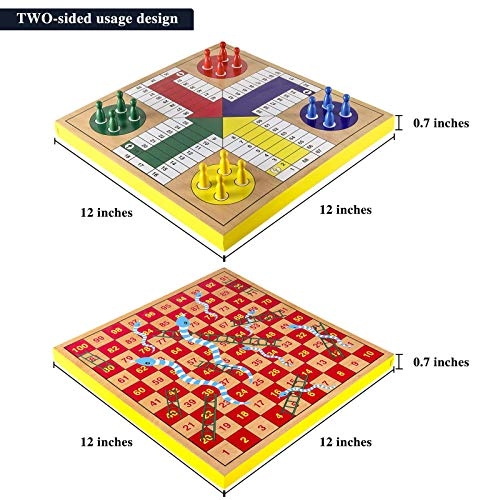 Ludo - Wooden Snakes and Ladders 2 in 1 Reversible