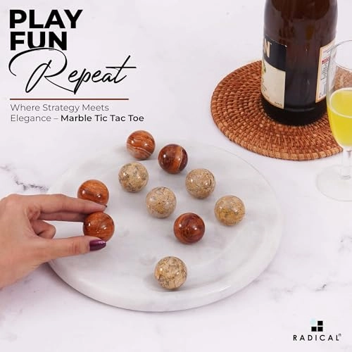 tic_tac_toe - Marble Handmade Red and Coral