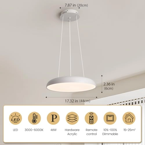 Round LED Chandelier - 3000K–6000K Dimmable