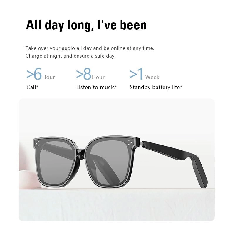 Smart Wireless Bluetooth Sunglasses - 20 Mins Quick Charge Bluetooth 5.3 UV400 Polarized