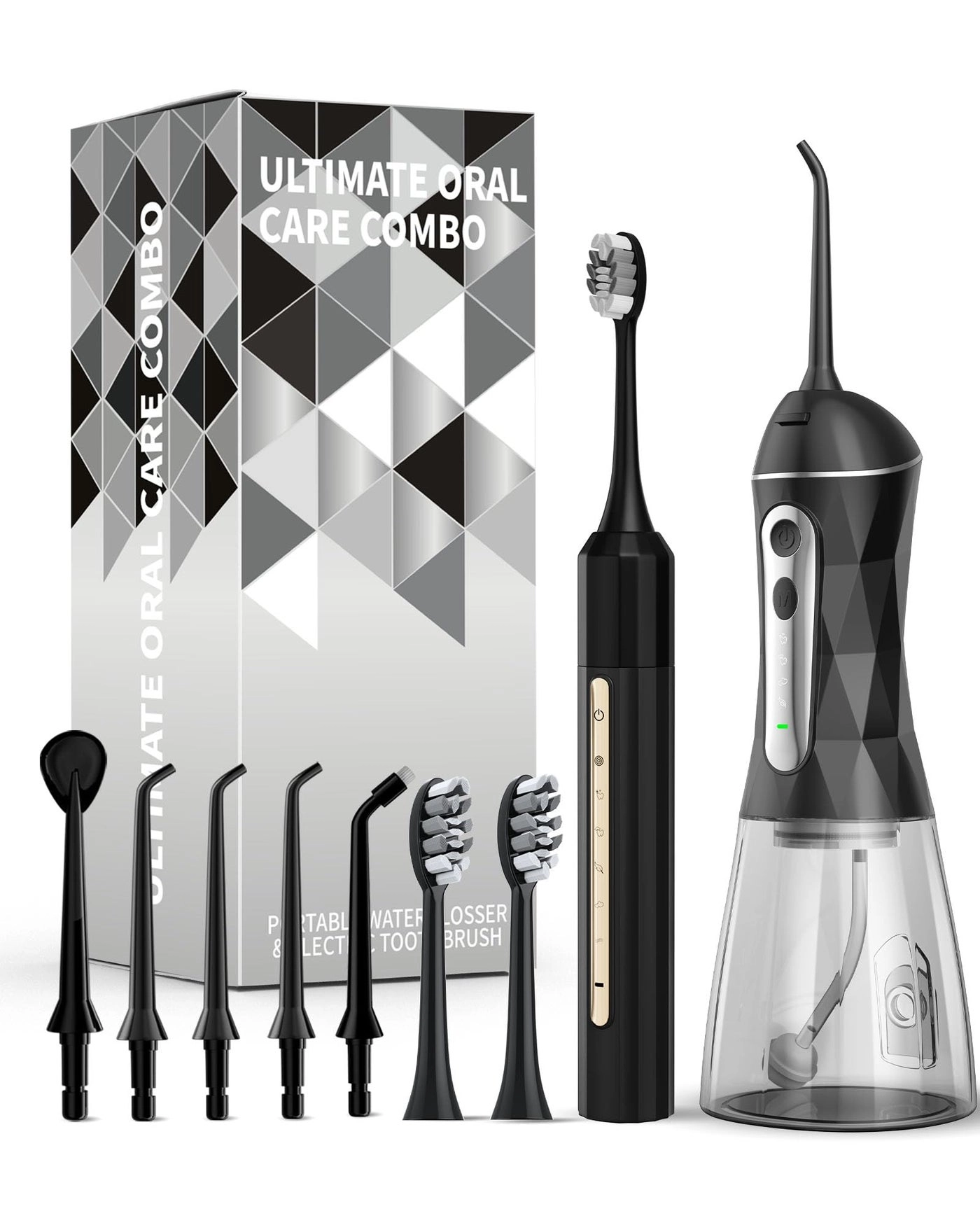 Lumivoid Water Flosser - 4-Speed Portable + Electric Toothbrush - 5-Speed Sonic