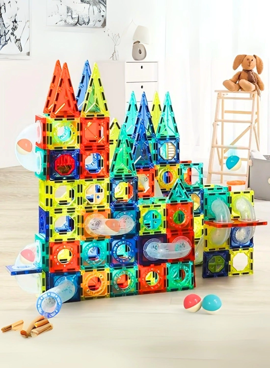 Magnetic Tiles Ball Track Set - 97+ pcs