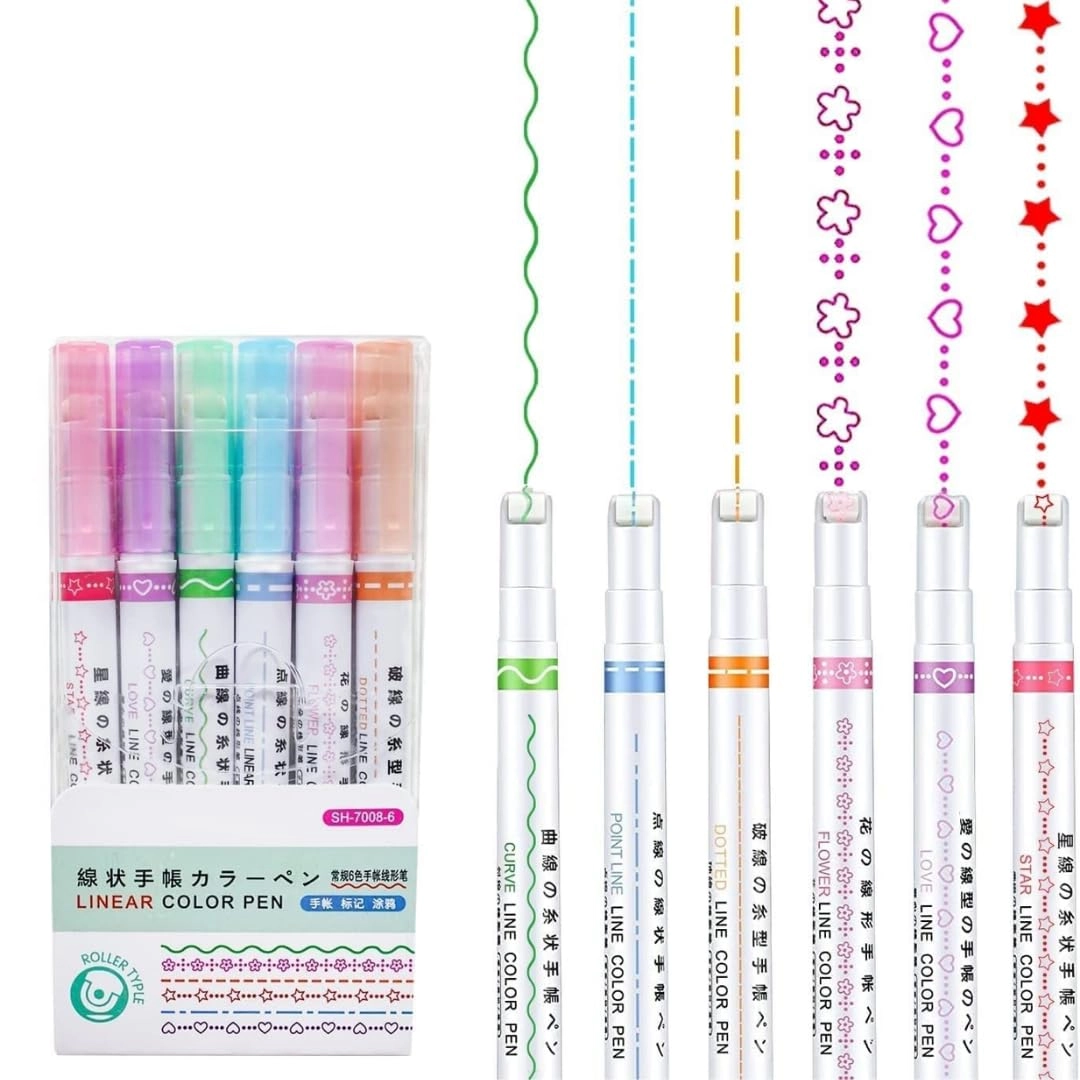 r h lifestyle Roller Liner Pen - Red pink green blue orange purple Fine