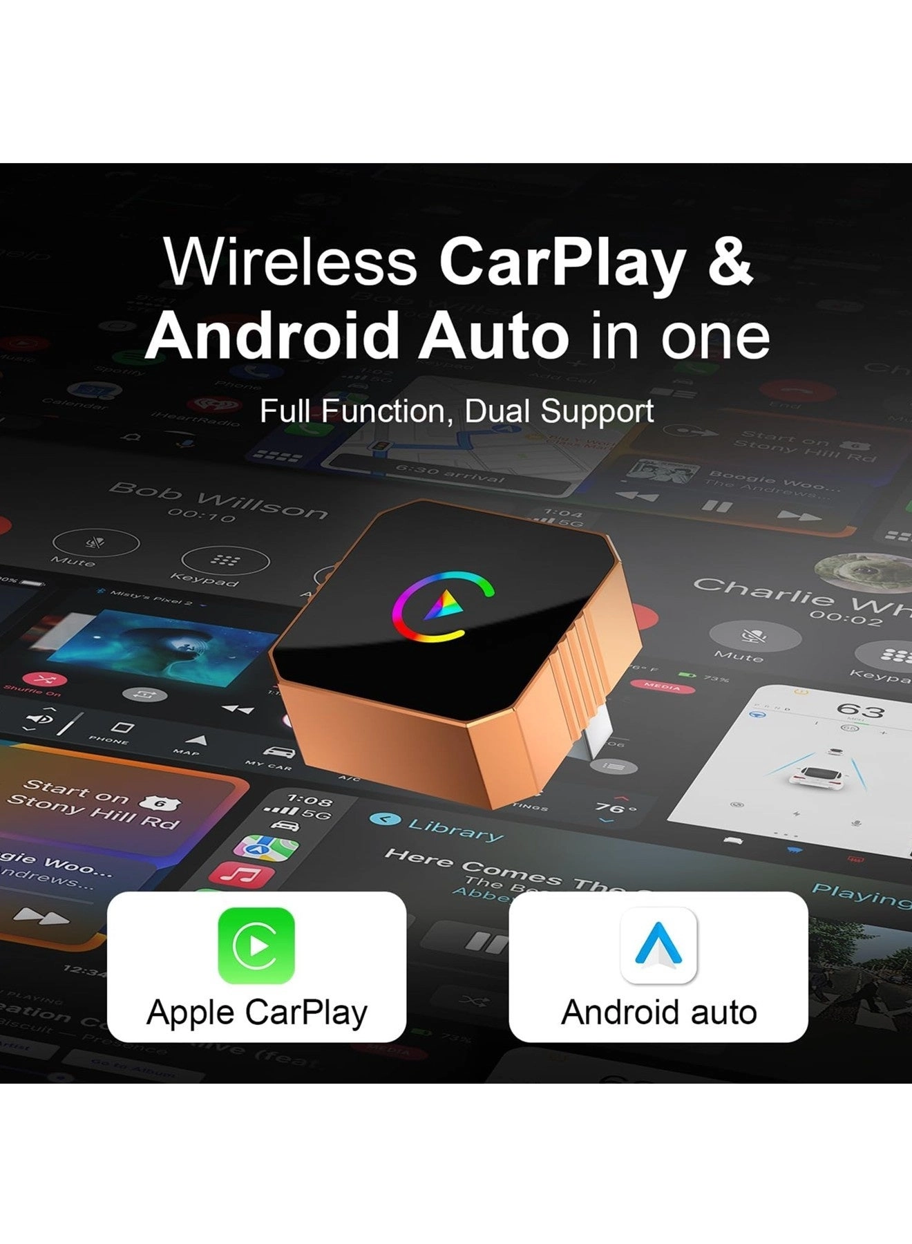 CarPlay Adapter & Android Auto Dongle - Wireless Mini USB-A/USB-C