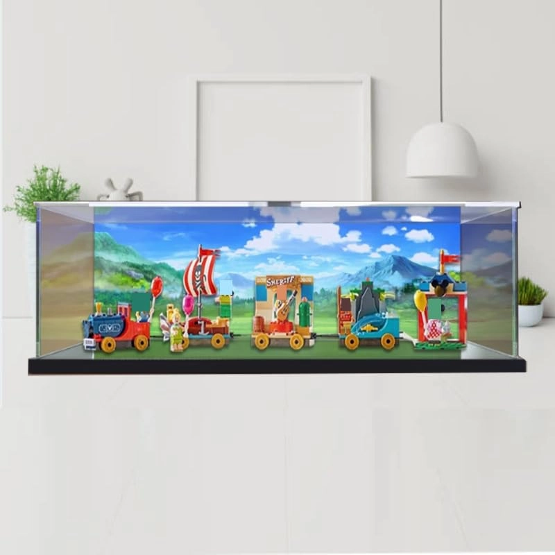 Display Case (43212) - Clear Acrylic Black Bottom+background 55x10x15cm