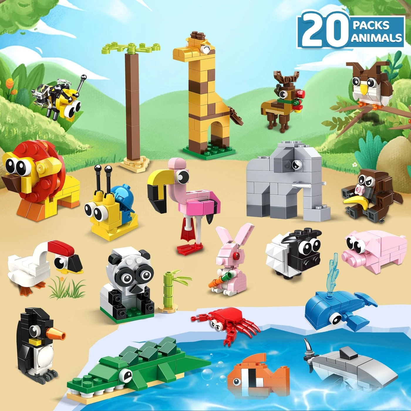 MINI ANIMALS BUILDING SETS - 20pcs