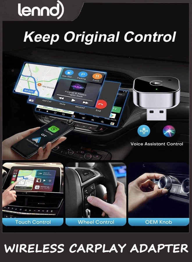 Wireless CarPlay & Android Auto Adapter - 2-in-1 Plug & Play USB/USB-C