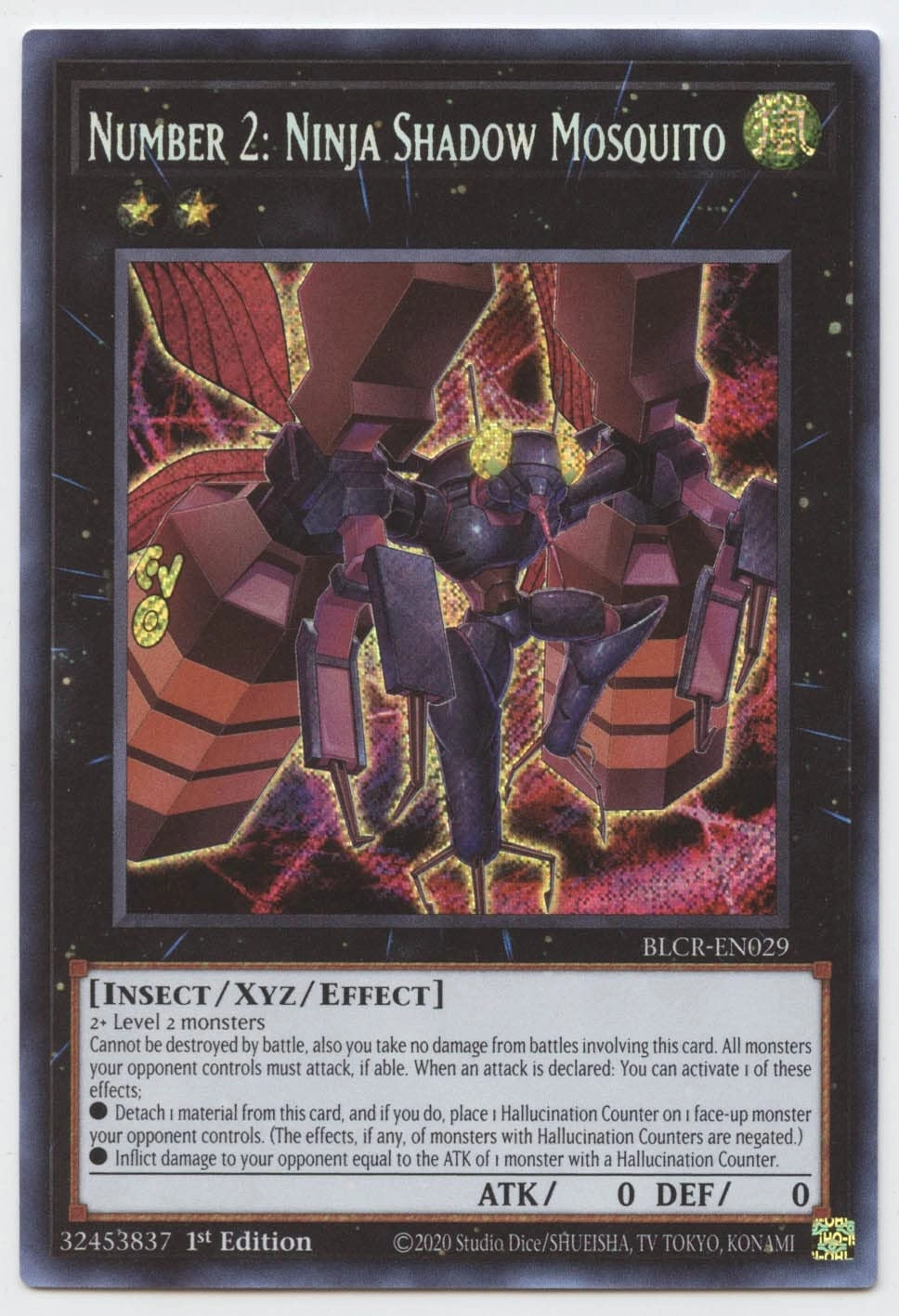 Yu-Gi-Oh! Number 2: Ninja Shadow Mosquito - BLCR-EN029 - Secret Rare 1st Edition
