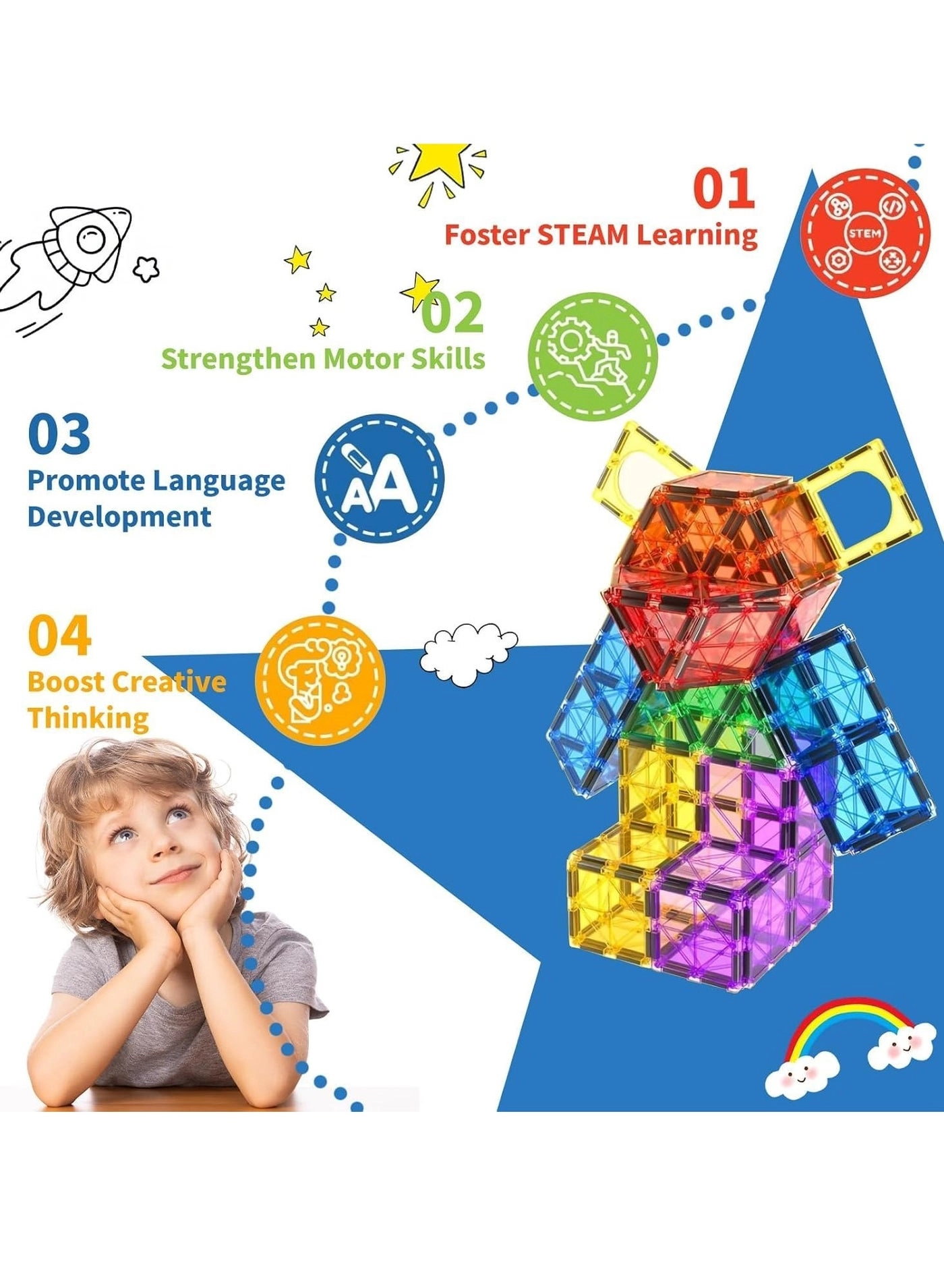 Light Magnetic Tiles - 49pcs
