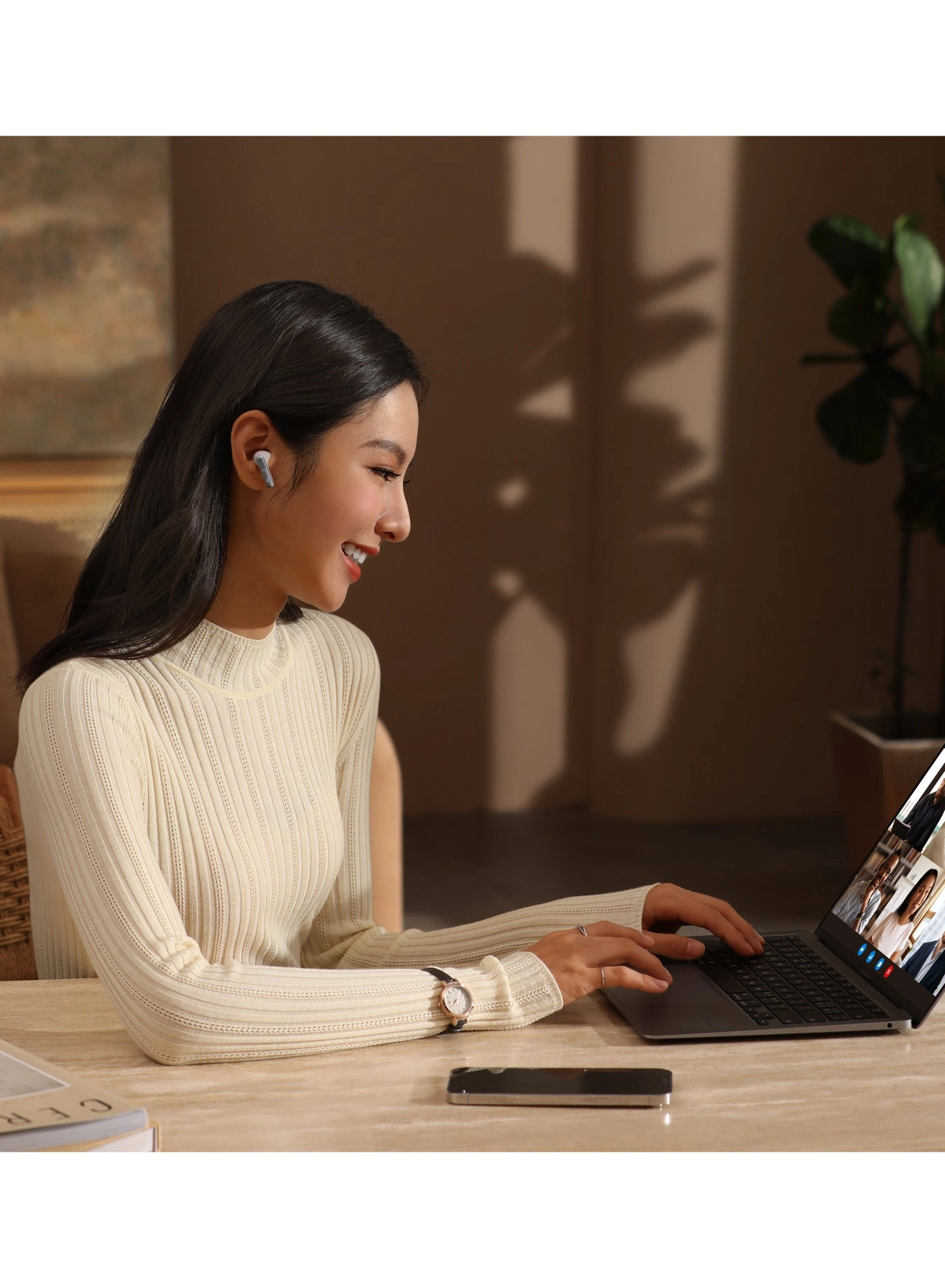 Hybrid ANC+ENC 6Mic Earphone Wireless Earphone