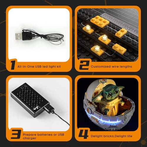 LED light kit for LEGO Grogu with Hover Pram 75403