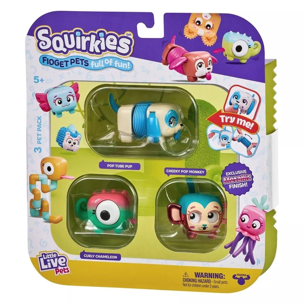 Curly Chameleon + Pop Tube Pup + Cheeky Pop Monkey - Metallic