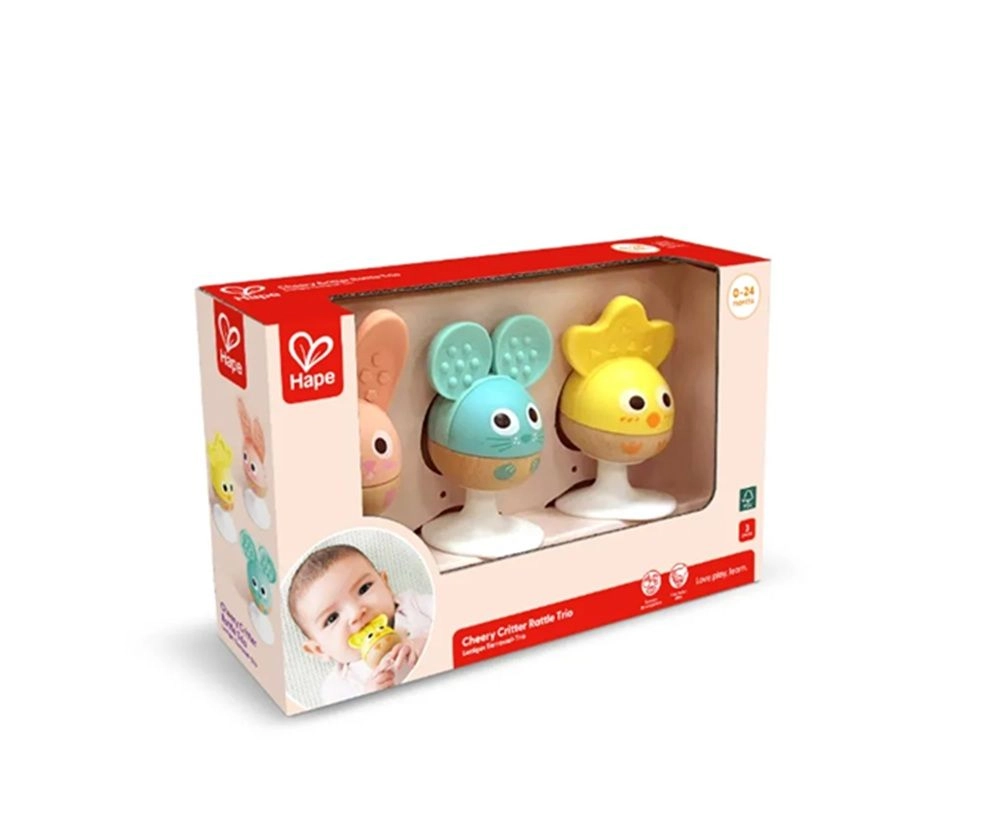 Cheery Critter - Teether Rattle Suction Cup 3 Pcs