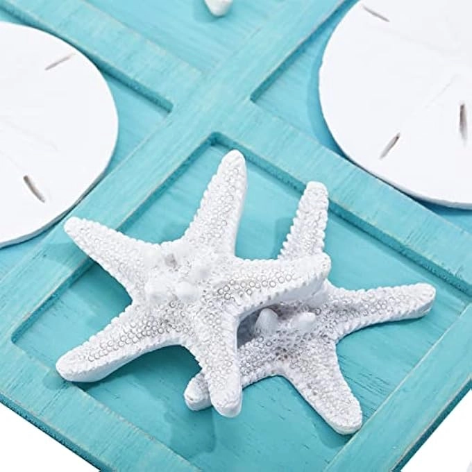 Tic Tac Toe - Beach House Decor Wooden Resin Seashell Starfish