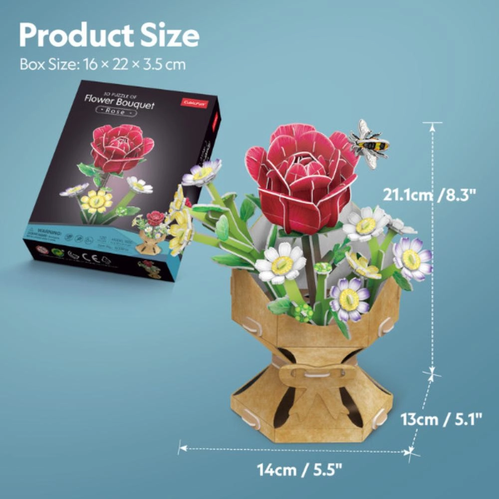 Rose Flower Bouquet 3D Puzzle (527-W3301H) - 120 pcs