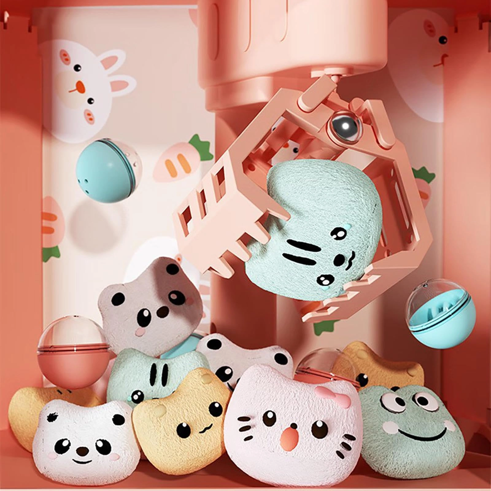 Claw Machine - 30 Toys 10 Gashapons Music Light Rabbit
