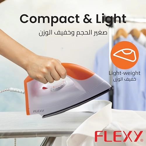 Dry Iron - 1000W Non-Stick Teflon Soleplate Overheat Protection