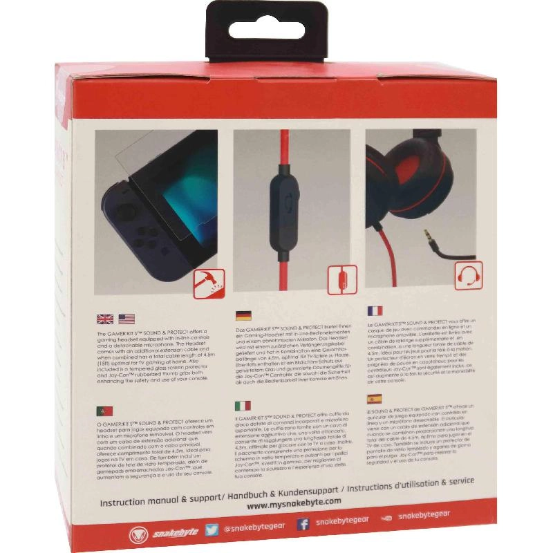 S Headset + Audio Cable + Screen Protector + Control Caps - Nintendo Switch