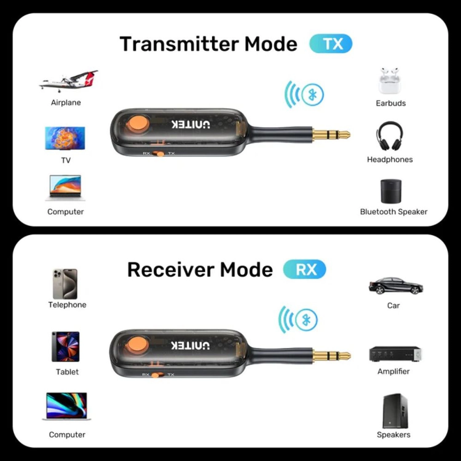 Bluetooth Transmitter Receiver - Bluetooth 5.0 Rechargeable battery