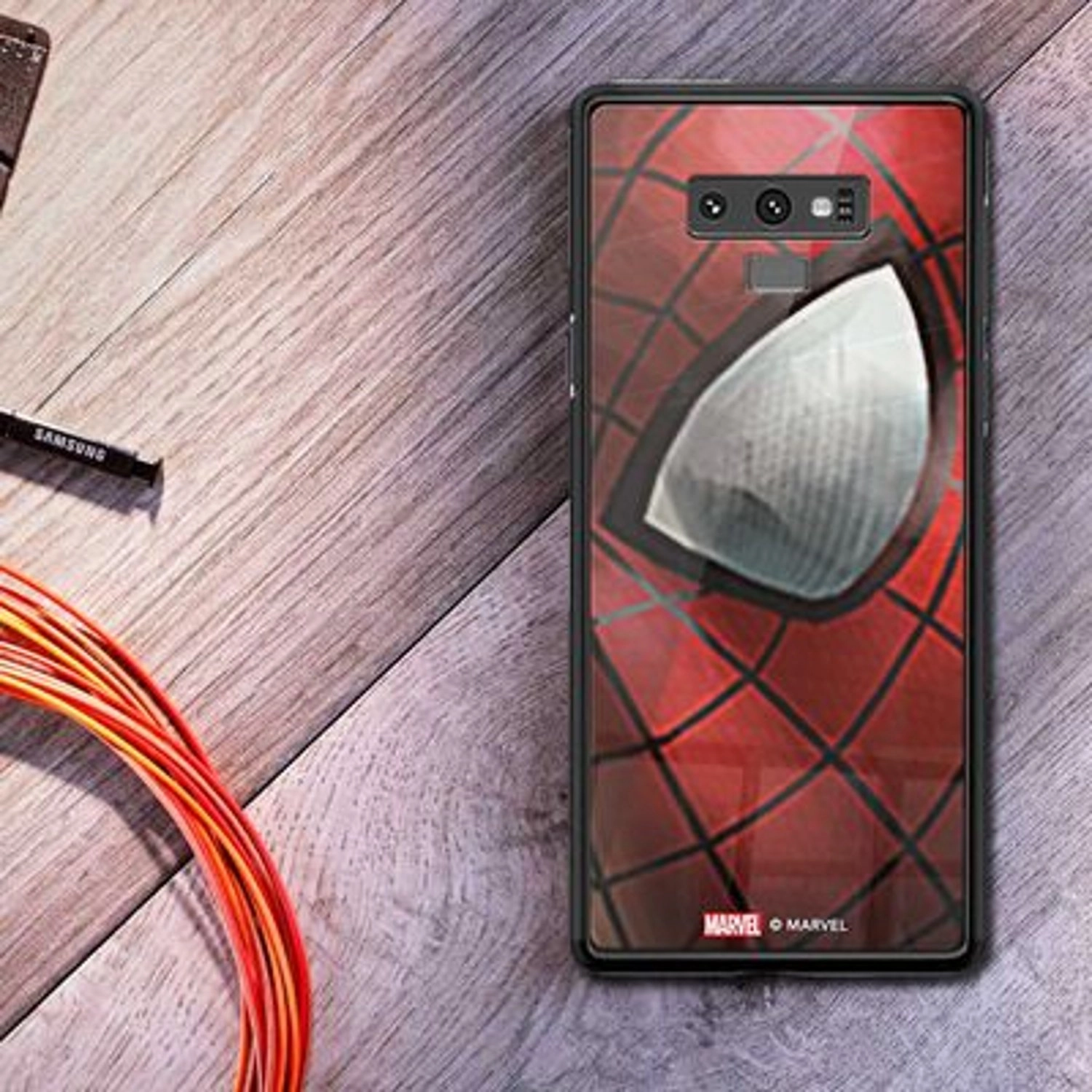 Spiderman Peek - TPU Bumper Case + Tempered Glass Back Back Case