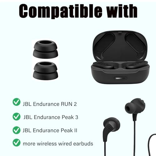 Double Flange Ear Tips for JBL Endurance Peak 3/Peak II/Peak III/Run 2 - Anti-Slip Noise Isolation