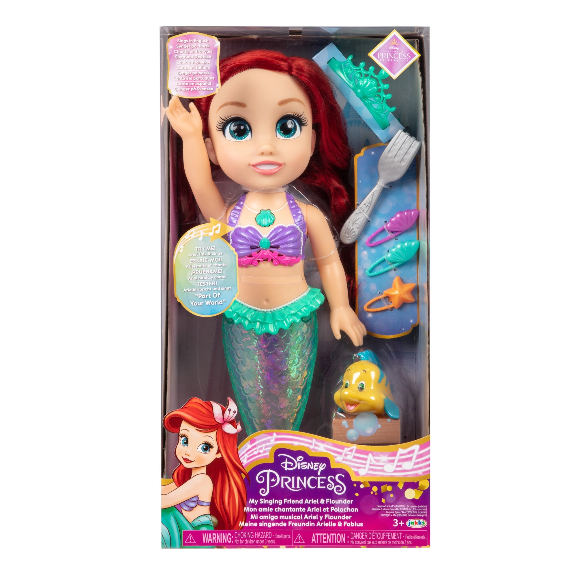 JAKKS Pacific Ariel & Flounder Doll - 14 inches Accessories Ages 3+