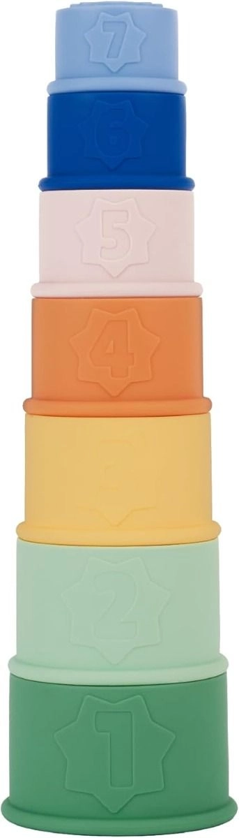 Badabulle 7 Stackable Silicone Bath Cups - Multi Colour 0 +