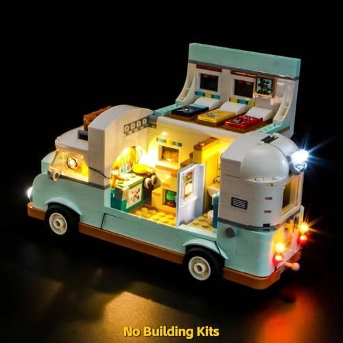 LED Light Set Compatible with Lego Friendship Camper Van Adventure 42663 - 3 light sources USB powered