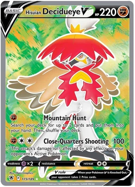 Pokémon Hisuian Decidueye V + Toploader